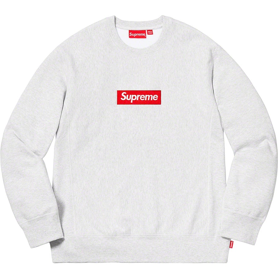Details on Box Logo Crewneck Ash Grey from fall winter
                                                    2018 (Price is $158)