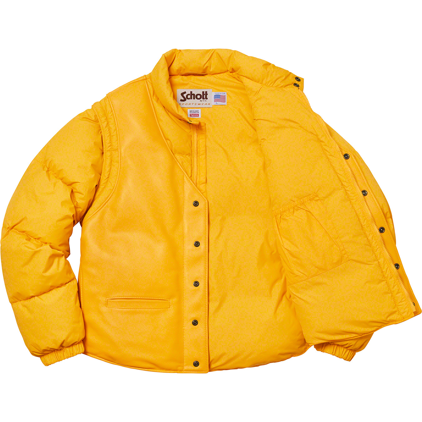 Supreme®/Schott® Leather Puffy Jacket XL