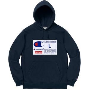 supreme champion label hooded sweatshirt