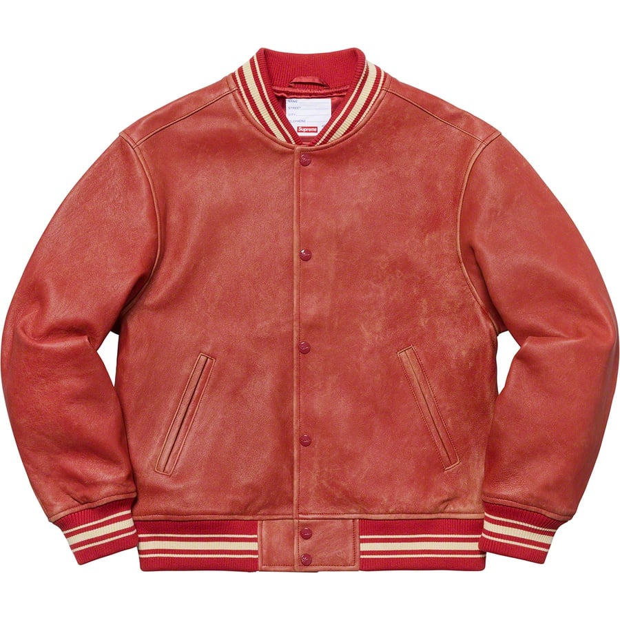 Details on Leather Varsity Jacket Red from spring summer
                                                    2019 (Price is $698)