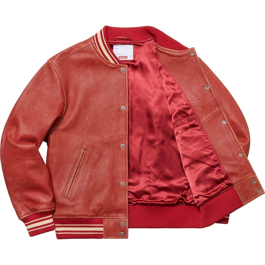 Details on Leather Varsity Jacket Red from spring summer
                                                    2019 (Price is $698)