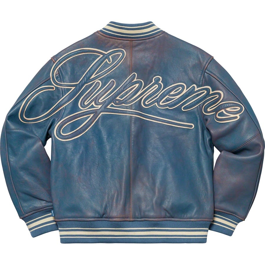 Details on Leather Varsity Jacket Blue from spring summer
                                                    2019 (Price is $698)