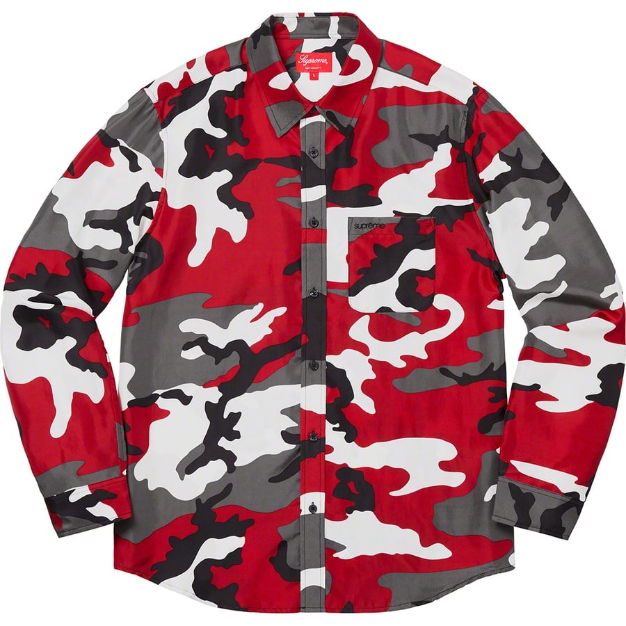 Details on Silk Camo Shirt Red Camo from spring summer
                                                    2019 (Price is $168)