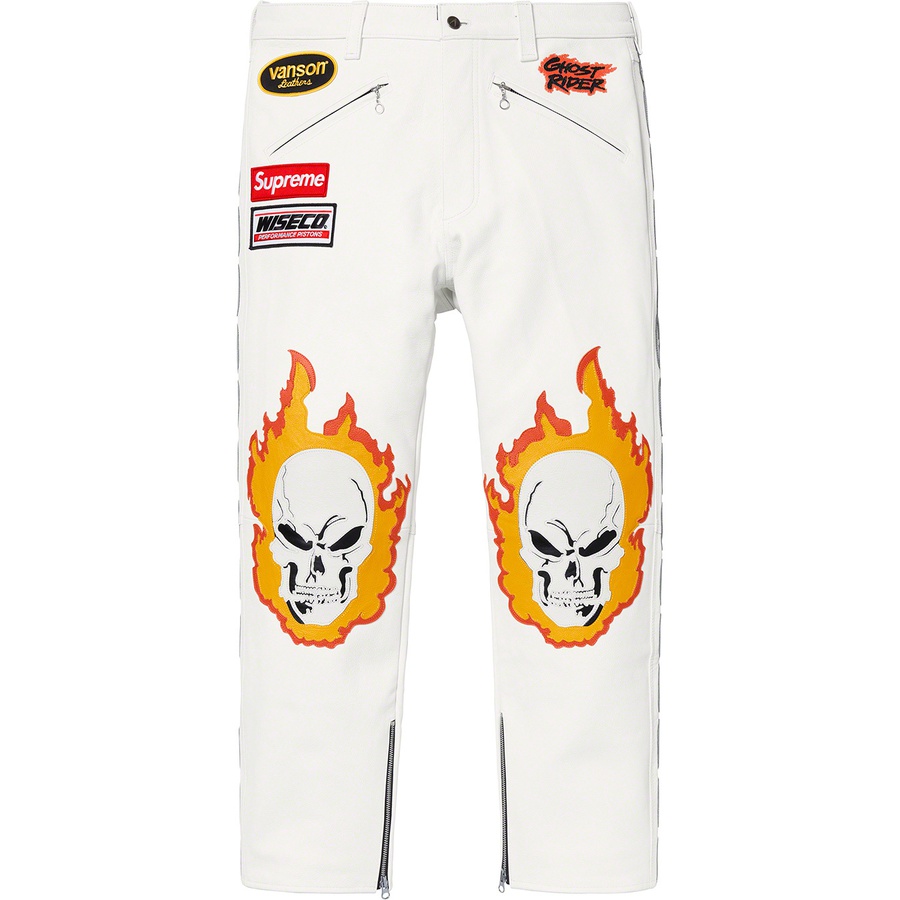 Details on Supreme Vanson Leathers Ghost Rider© Pant White from spring summer
                                                    2019 (Price is $1098)
