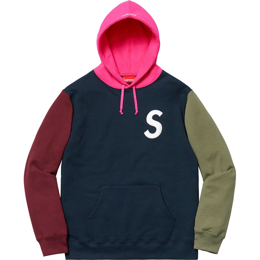 Details on S Logo Colorblocked Hooded Sweatshirt Navy from spring summer
                                                    2019 (Price is $168)