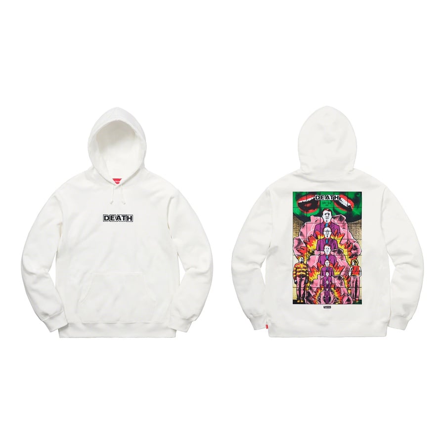 Details on Gilbert & George Supreme DEATH Hooded Sweatshirt from spring summer
                                            2019 (Price is $158)