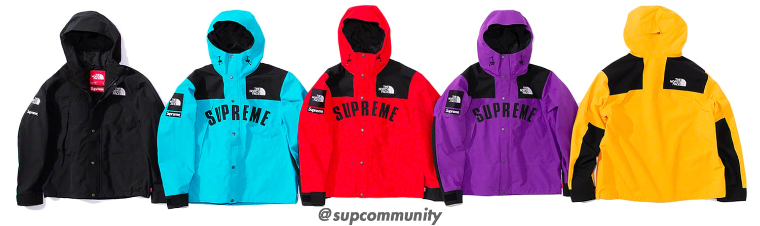 supreme the north face arc logo mountain parka red