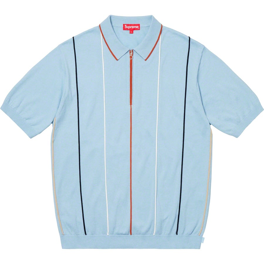 Details on Pinstripe Half Zip Polo Light Blue from spring summer
                                                    2019 (Price is $128)