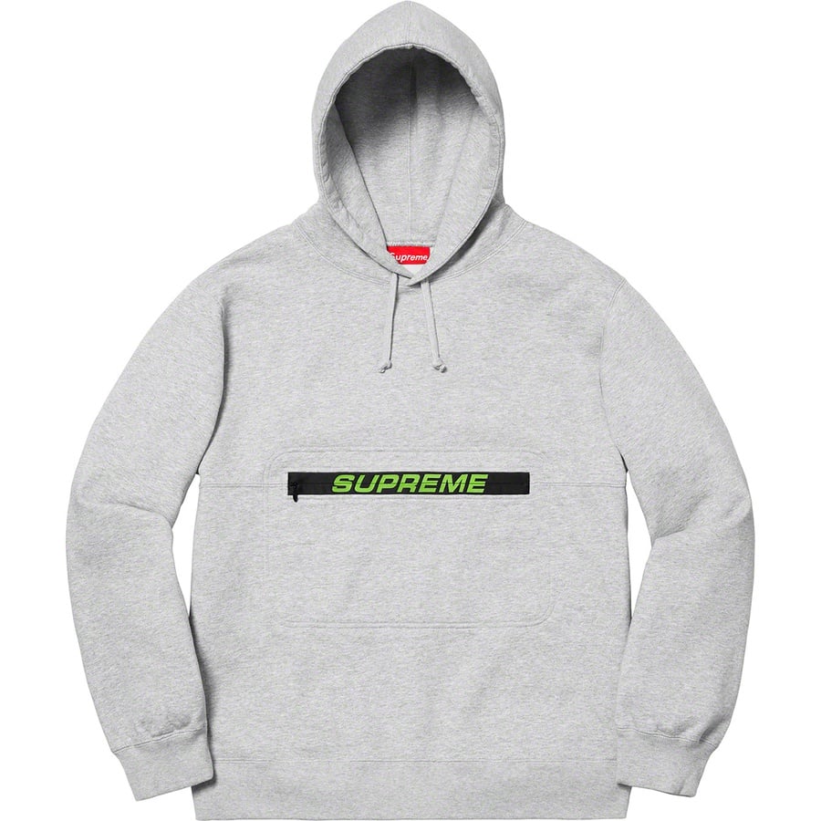 Details on Zip Pouch Hooded Sweatshirt Heather Grey from spring summer
                                                    2019 (Price is $148)