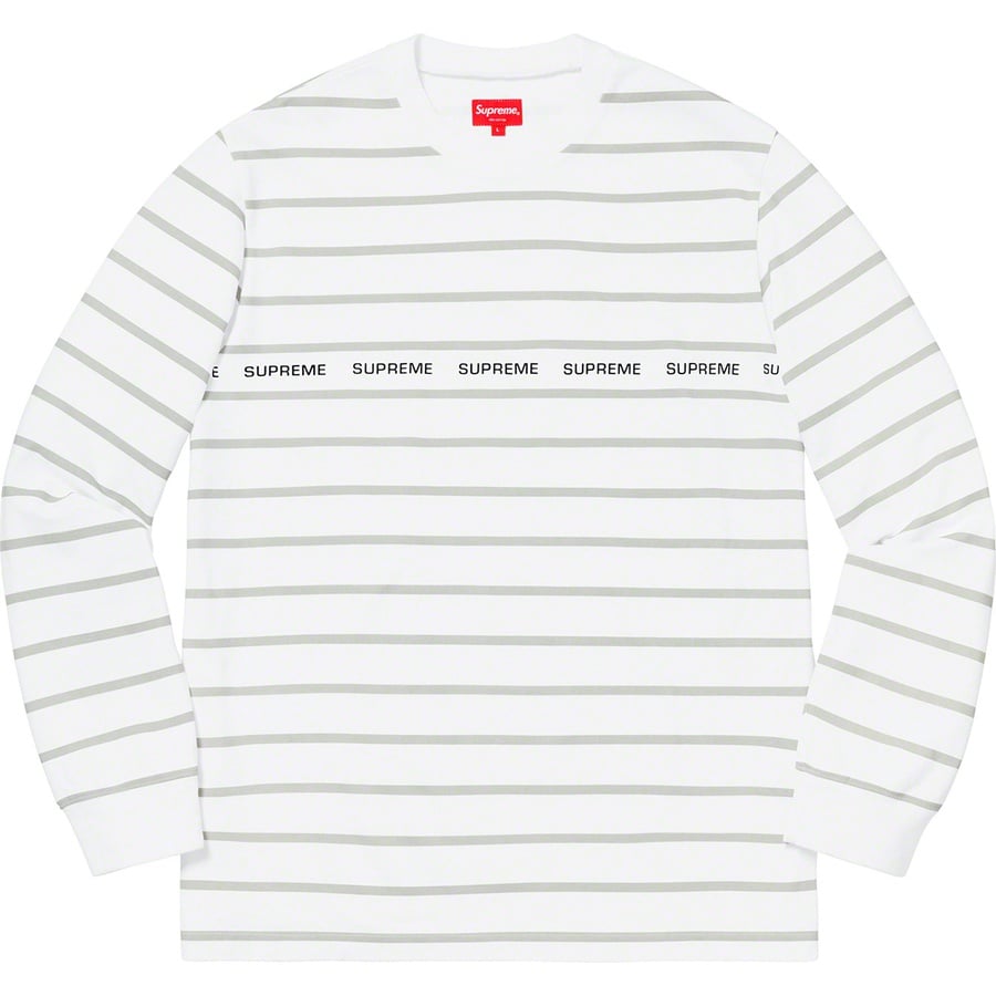 Details on Printed Stripe Pique L S Top White from spring summer
                                                    2019 (Price is $98)