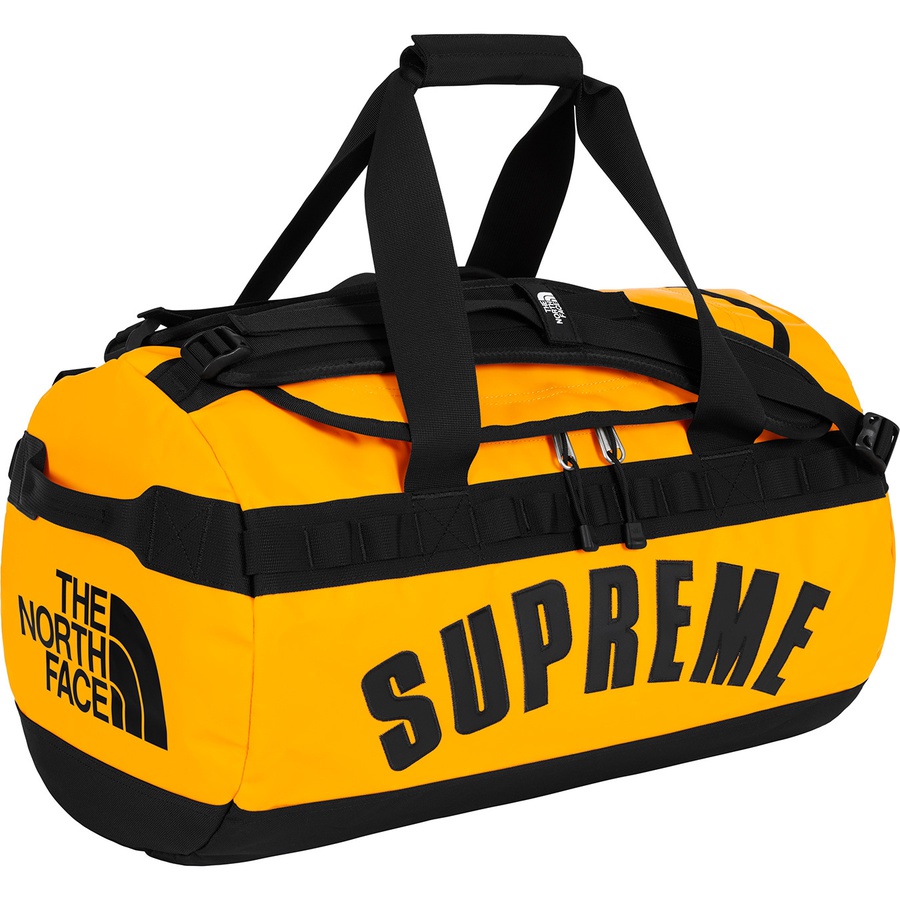 Details on Supreme The North Face Arc Logo Small Base Camp Duffle Bag Yellow from spring summer
                                                    2019 (Price is $168)