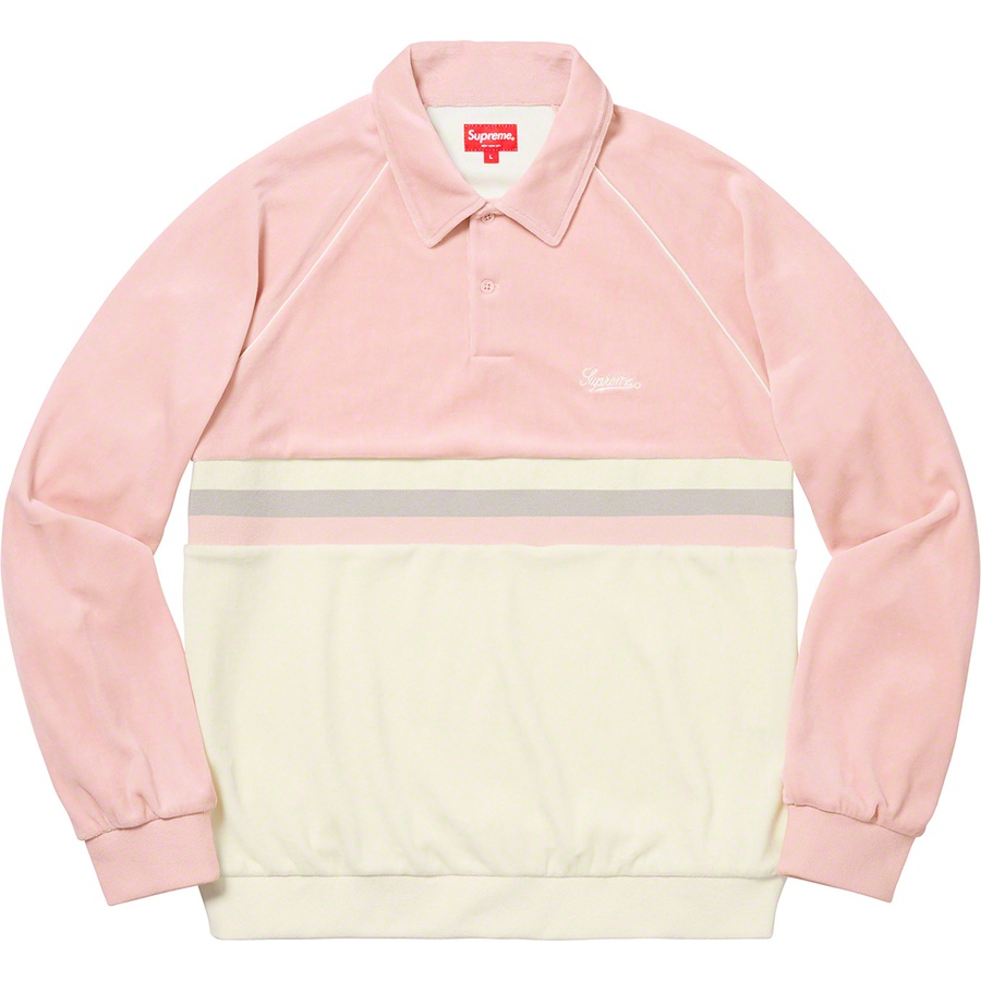 Details on Stripe Velour Raglan L S Polo Light Pink from spring summer
                                                    2019 (Price is $118)