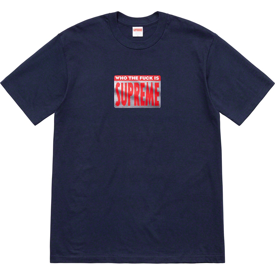 Details on Who The Fuck Tee Navy from spring summer
                                                    2019 (Price is $38)