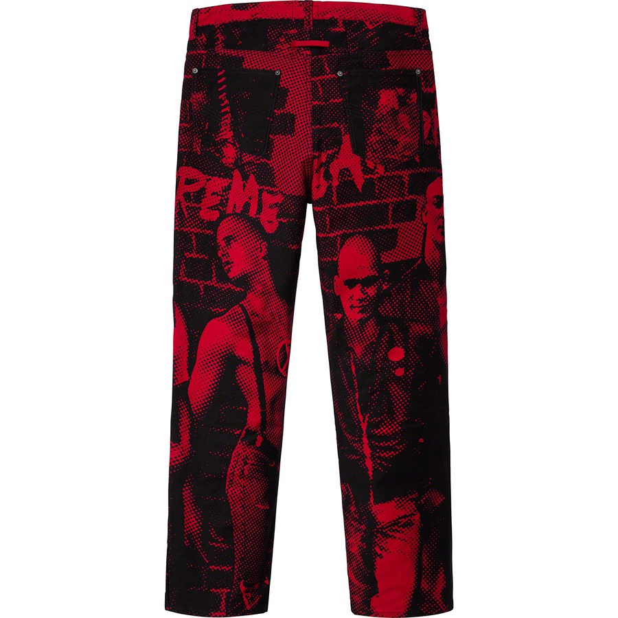 Details on Supreme Jean Paul Gaultier Fuck Racism Jean Red from spring summer
                                                    2019 (Price is $178)