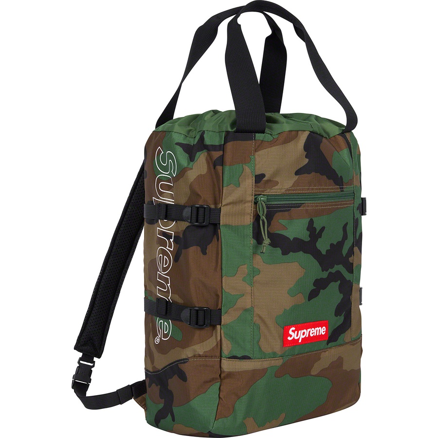 Details on Tote Backpack Woodland Camo from spring summer
                                                    2019 (Price is $148)