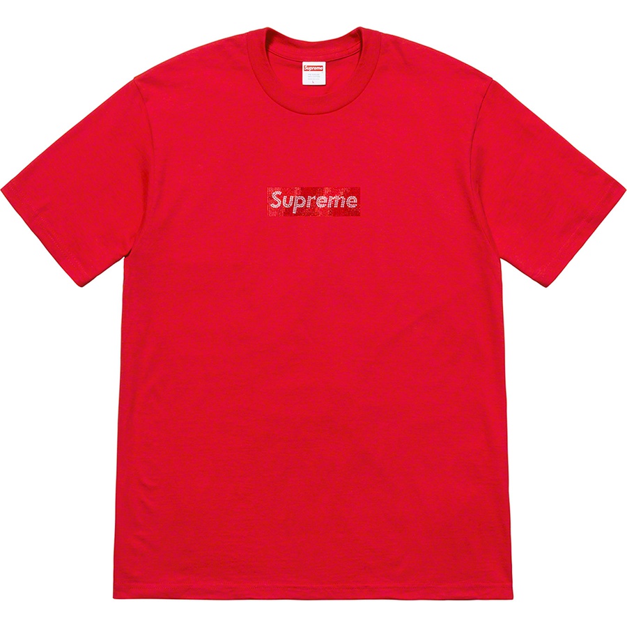 Details on Supreme Swarovski Box Logo Tee Red from spring summer
                                                    2019 (Price is $398)