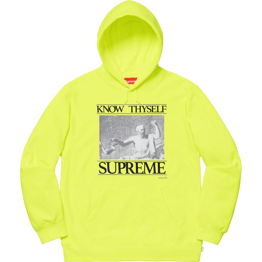 Details on Know Thyself Hooded Sweatshirt Bright Yellow from spring summer
                                                    2019 (Price is $158)