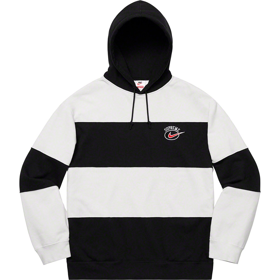 Details on Supreme Nike Stripe Hooded Sweatshirt Black from spring summer
                                                    2019 (Price is $138)