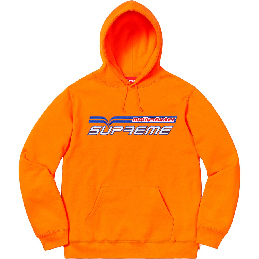 Details on Motherfucker Hooded Sweatshirt Orange from spring summer
                                                    2019 (Price is $158)