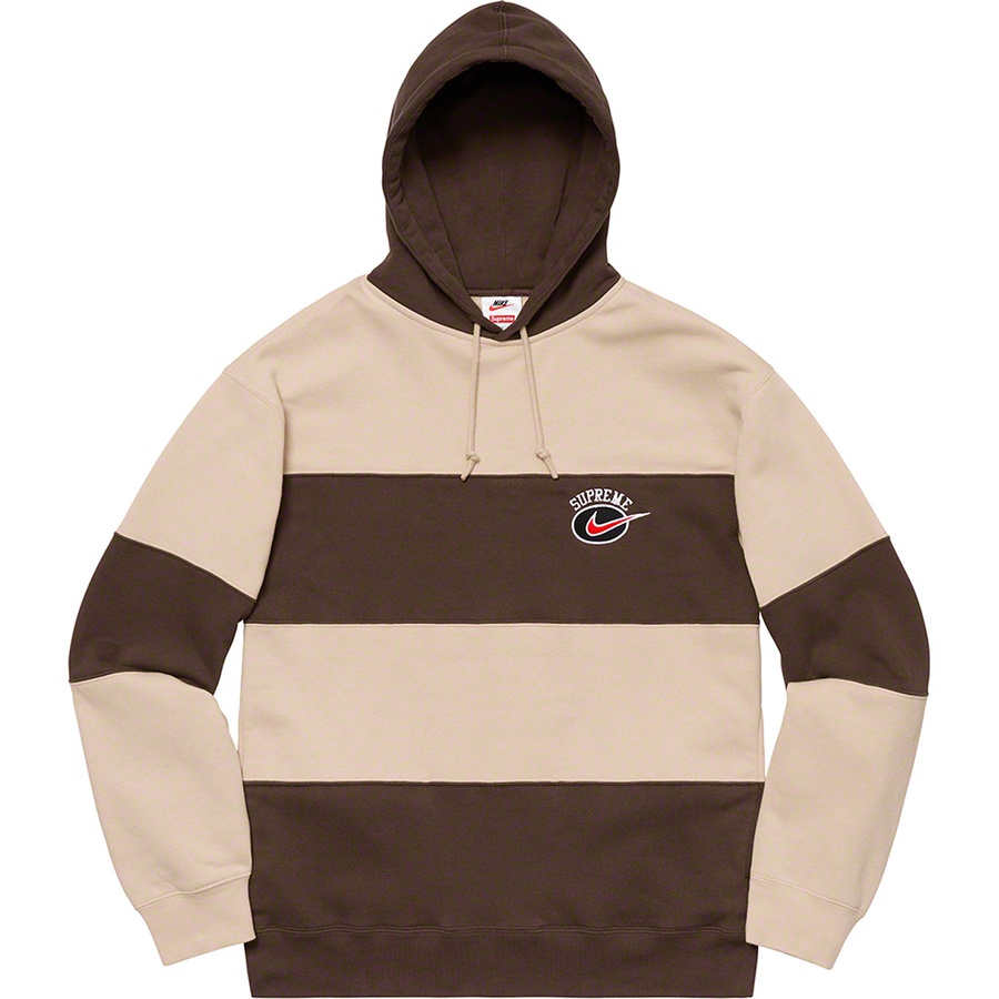 Details on Supreme Nike Stripe Hooded Sweatshirt Tan from spring summer
                                                    2019 (Price is $138)