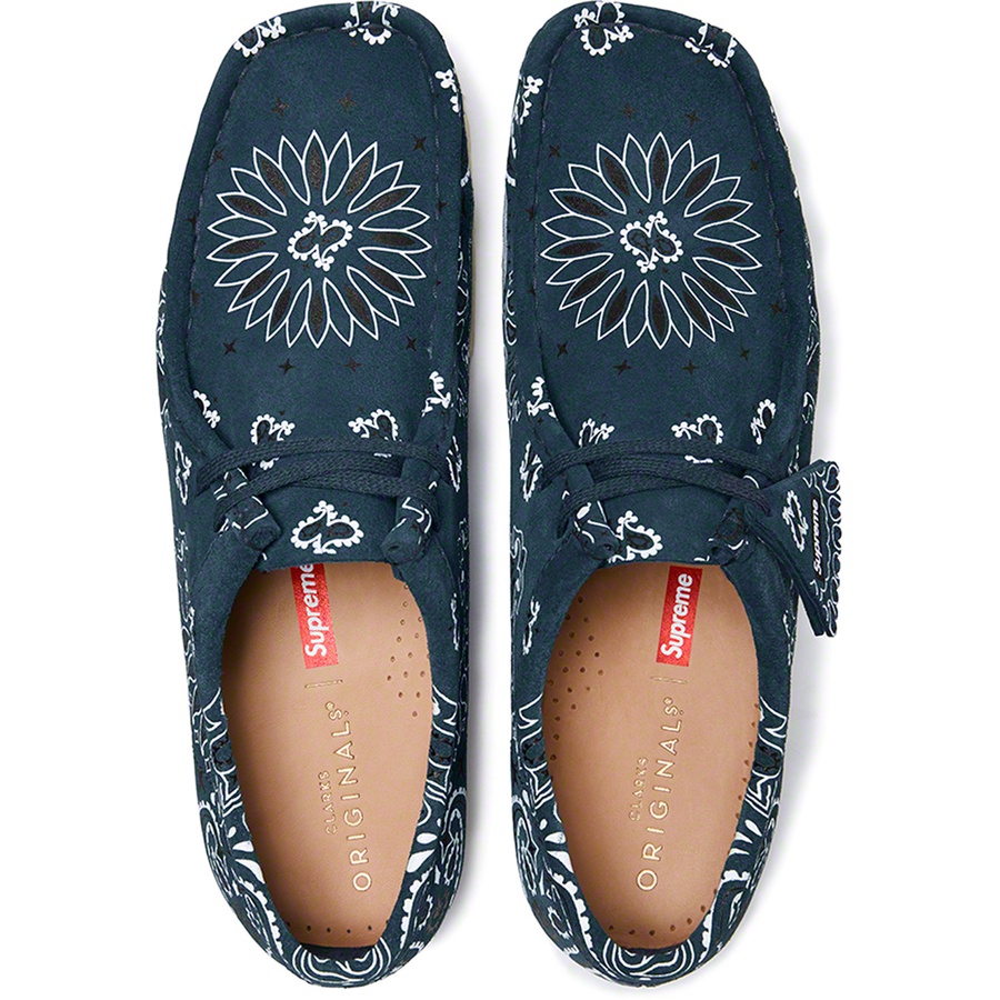 Details on Supreme Clarks Originals Bandana Wallabee Blue from spring summer
                                                    2019 (Price is $198)