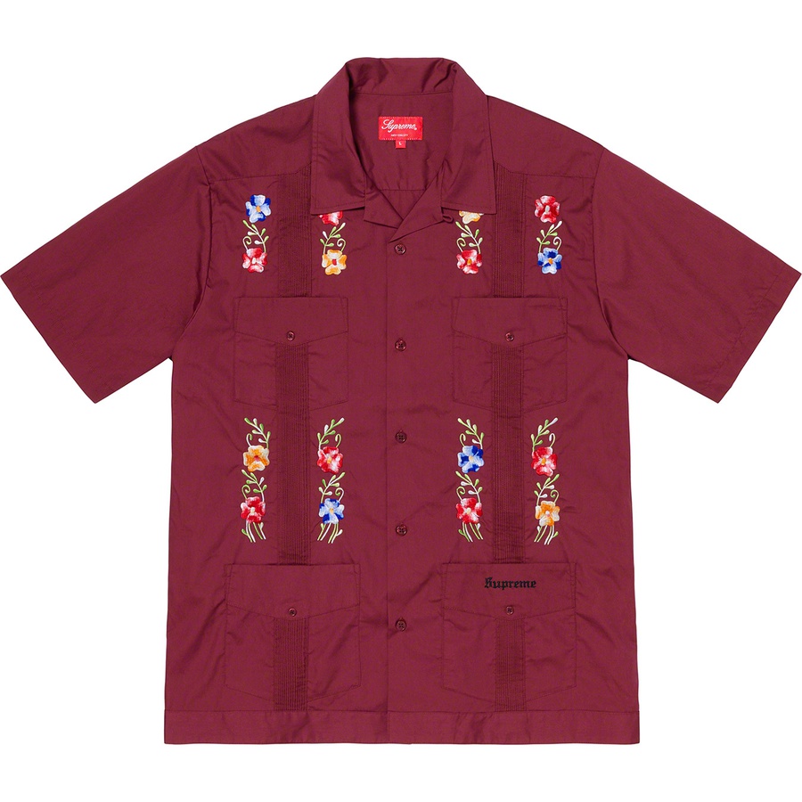 Details on Flowers Guayabera S S Shirt Maroon from spring summer
                                                    2019 (Price is $168)