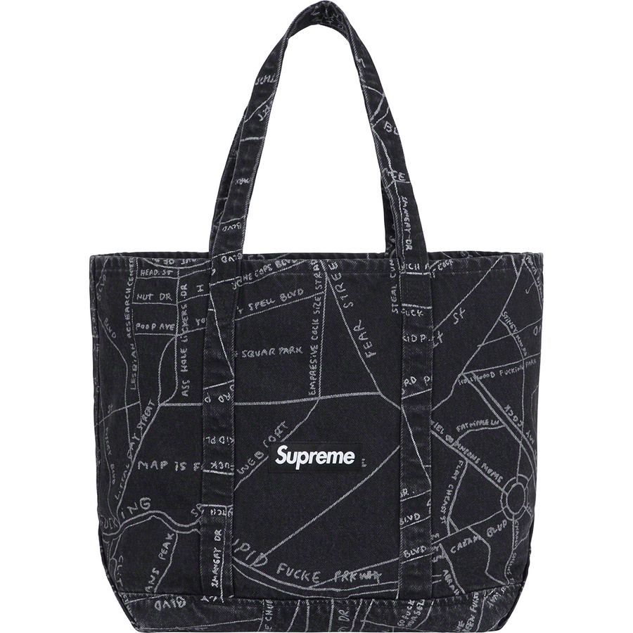 Details on Gonz Map Denim Tote Washed Black from spring summer
                                                    2019 (Price is $88)