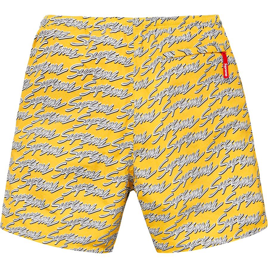 Details on Signature Script Logo Water Short Yellow from spring summer
                                                    2019 (Price is $118)