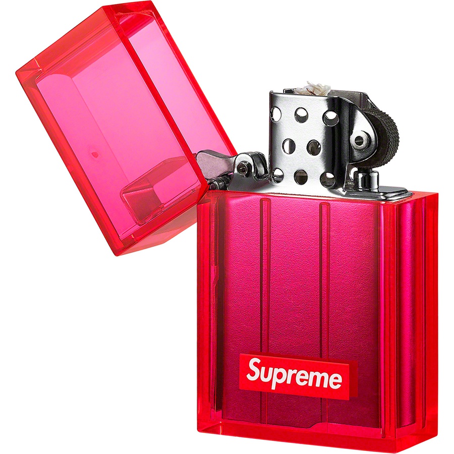 Details on Supreme Tsubota Pearl Hard Edge Lighter Neon Pink from fall winter
                                                    2019 (Price is $38)