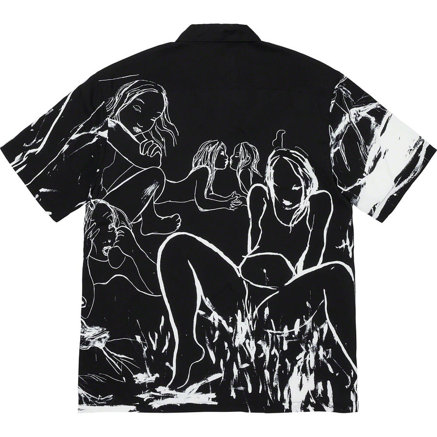 Details on Rita Ackermann Supreme Rayon S S Shirt Black from fall winter
                                                    2019 (Price is $148)