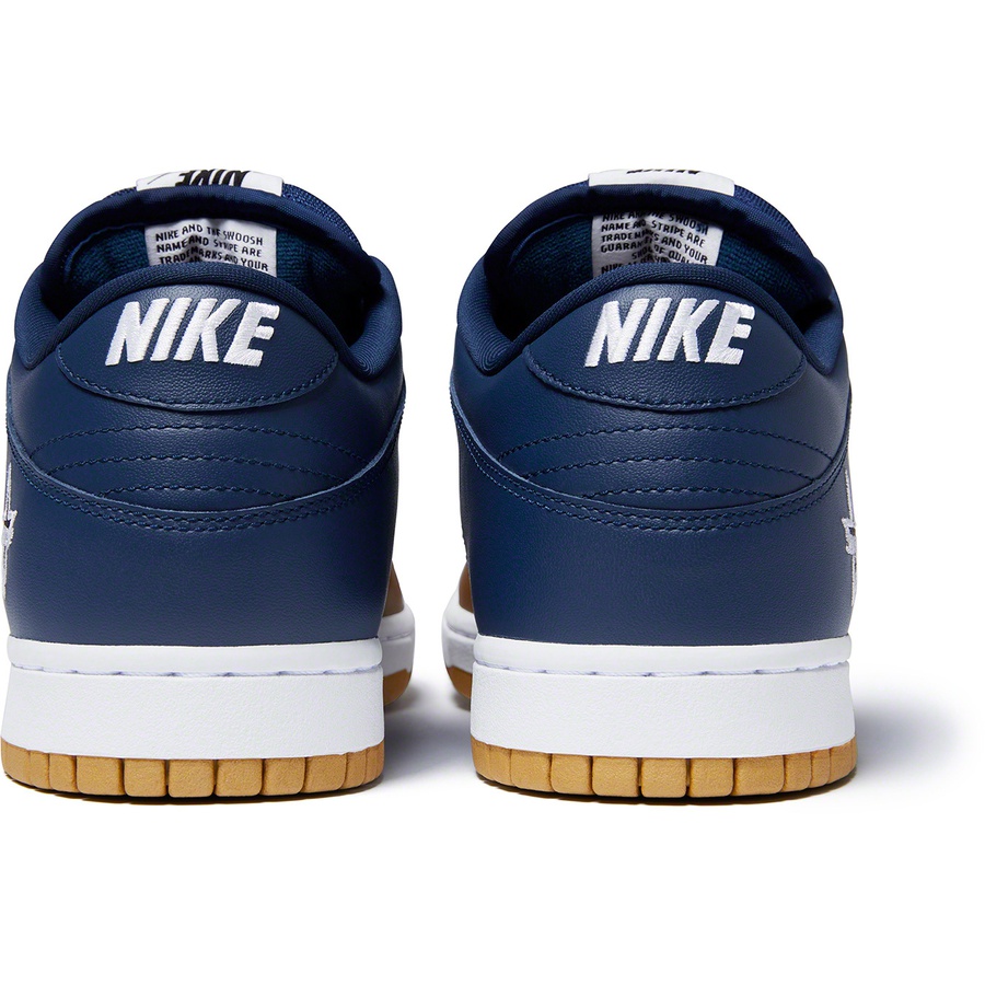 Details on Supreme Nike SB Dunk Low Navy from fall winter
                                                    2019 (Price is $110)