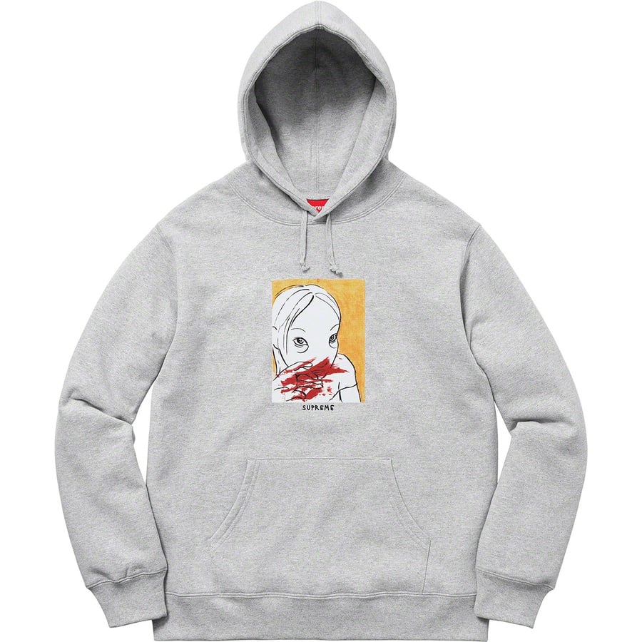 Details on Nose Bleed Hooded Sweatshirt Heather Grey from fall winter
                                                    2019 (Price is $168)