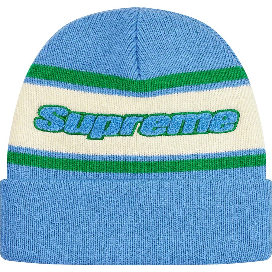 Details on Chenille Stripe Beanie Light Blue from fall winter
                                                    2019 (Price is $36)