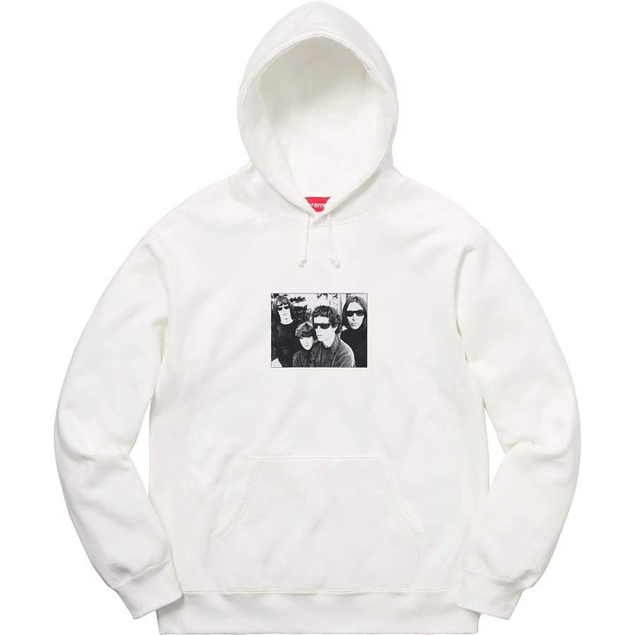 Details on Supreme The Velvet Underground Hooded Sweatshirt White from fall winter
                                                    2019 (Price is $178)