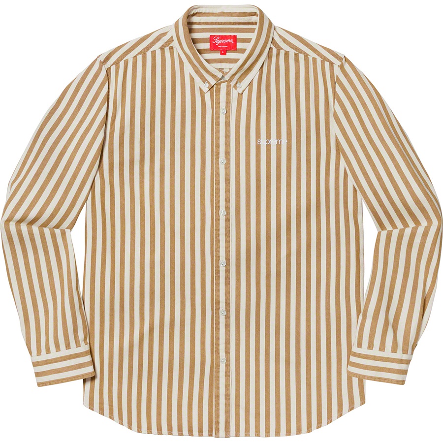 Details on Denim Shirt Tan Stripe from fall winter
                                                    2019 (Price is $128)