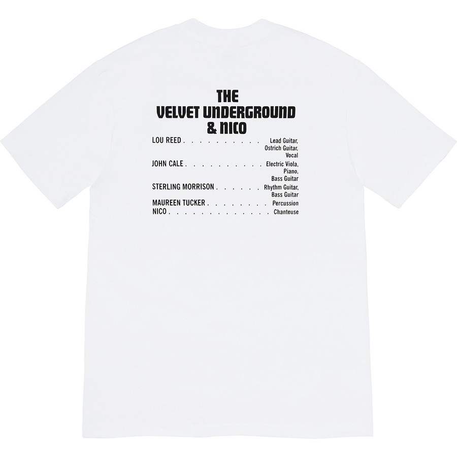 Details on Supreme The Velvet Underground & Nico Tee White from fall winter
                                                    2019 (Price is $48)