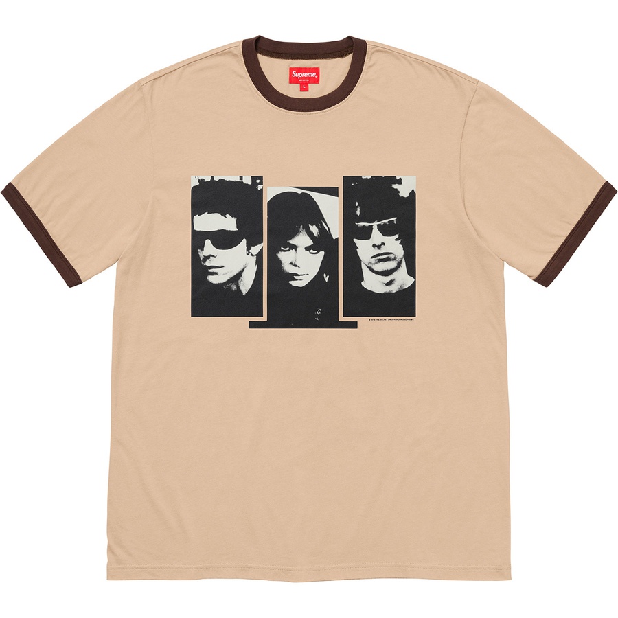 Details on Supreme The Velvet Underground Ringer Tee Tan from fall winter
                                                    2019 (Price is $98)