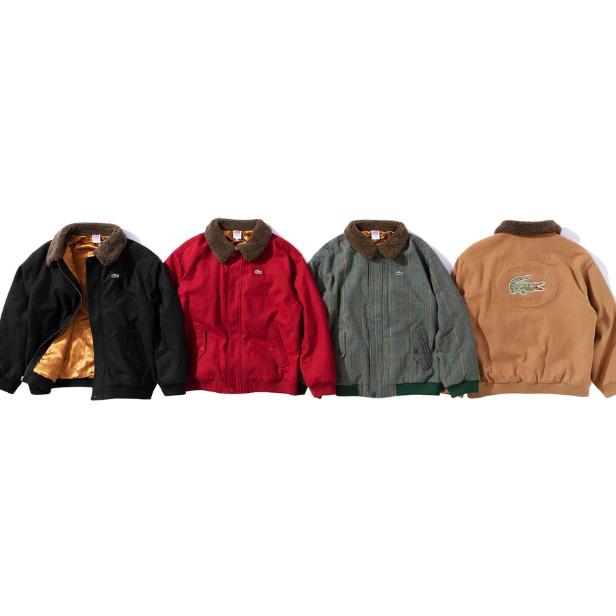 Details on Supreme LACOSTE Wool Bomber Jacket from fall winter
                                            2019 (Price is $368)