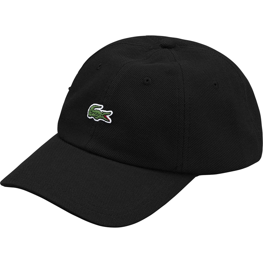 Details on Supreme LACOSTE Pique 6-Panel Black from fall winter
                                                    2019 (Price is $68)