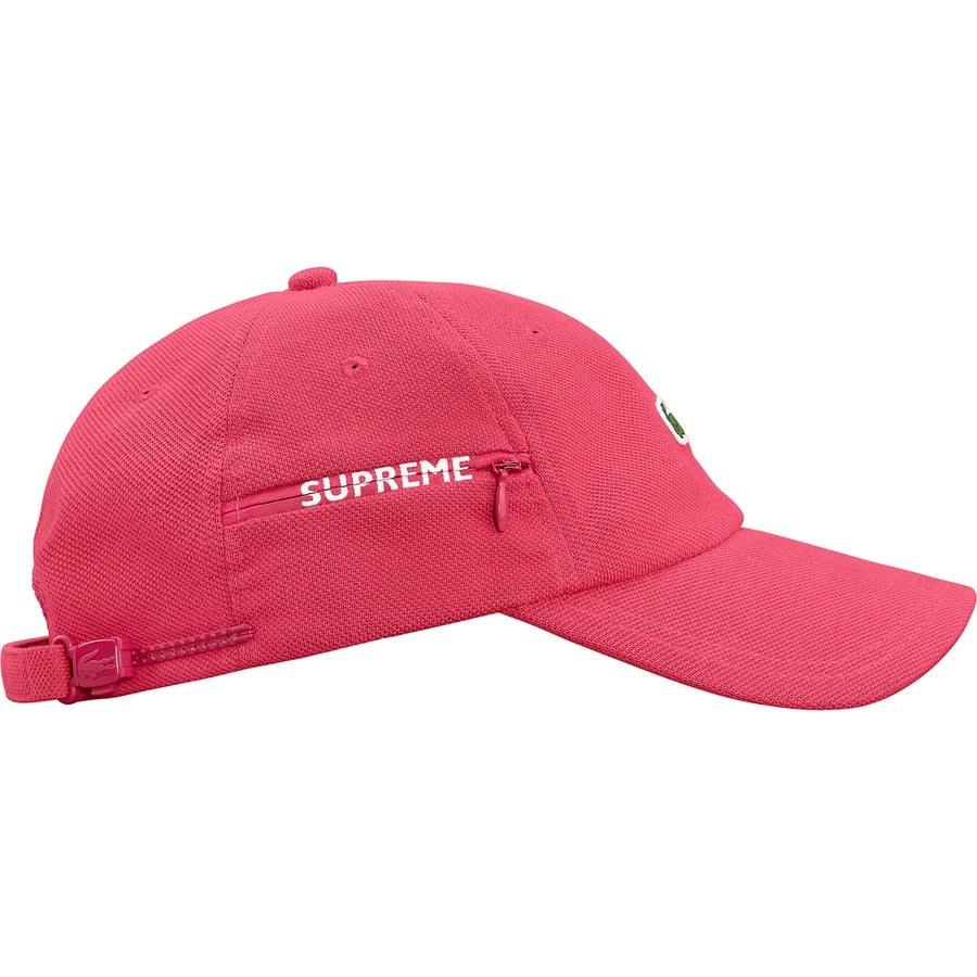 Details on Supreme LACOSTE Pique 6-Panel Pink from fall winter
                                                    2019 (Price is $68)