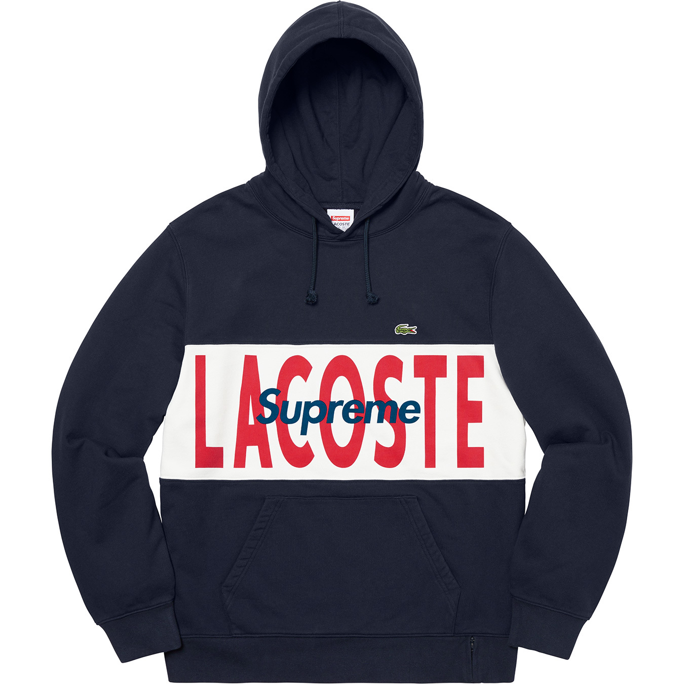 LACOSTE Logo Panel Hooded Sweatshirt 紺 S