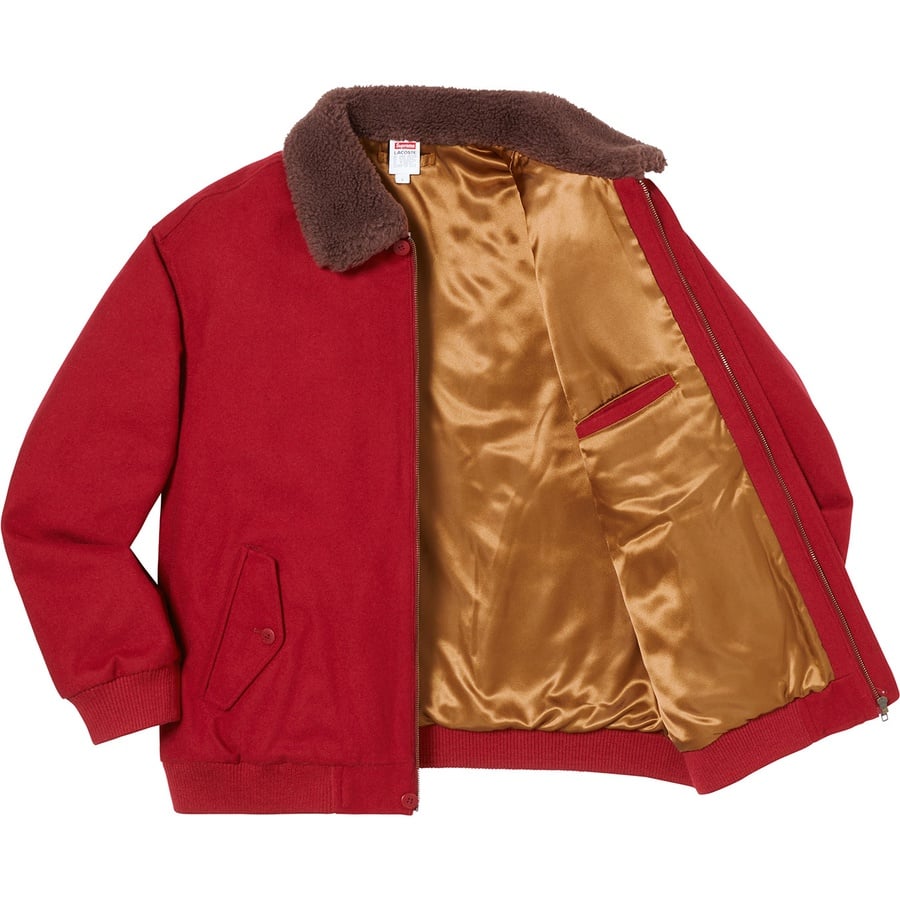 Details on Supreme LACOSTE Wool Bomber Jacket Red from fall winter
                                                    2019 (Price is $368)