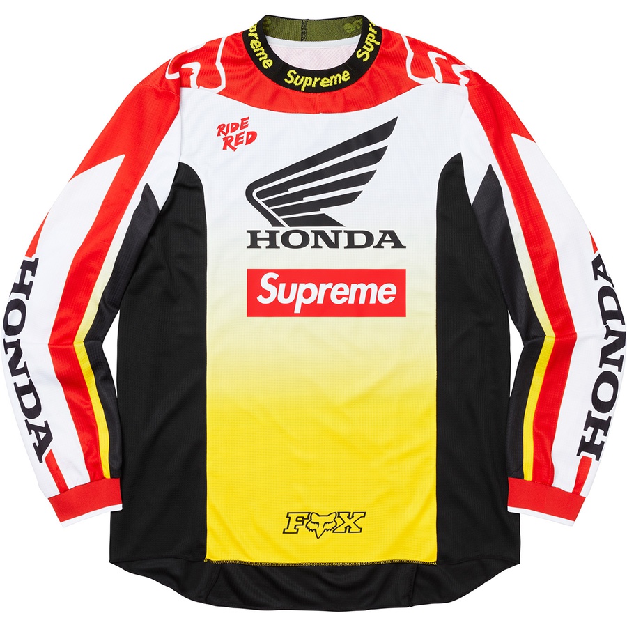 Details on Supreme Honda Fox Racing Moto Jersey Top Red from fall winter
                                                    2019 (Price is $158)