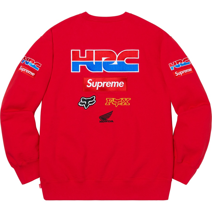 Details on Supreme Honda Fox Racing Crewneck Red from fall winter
                                                    2019 (Price is $158)