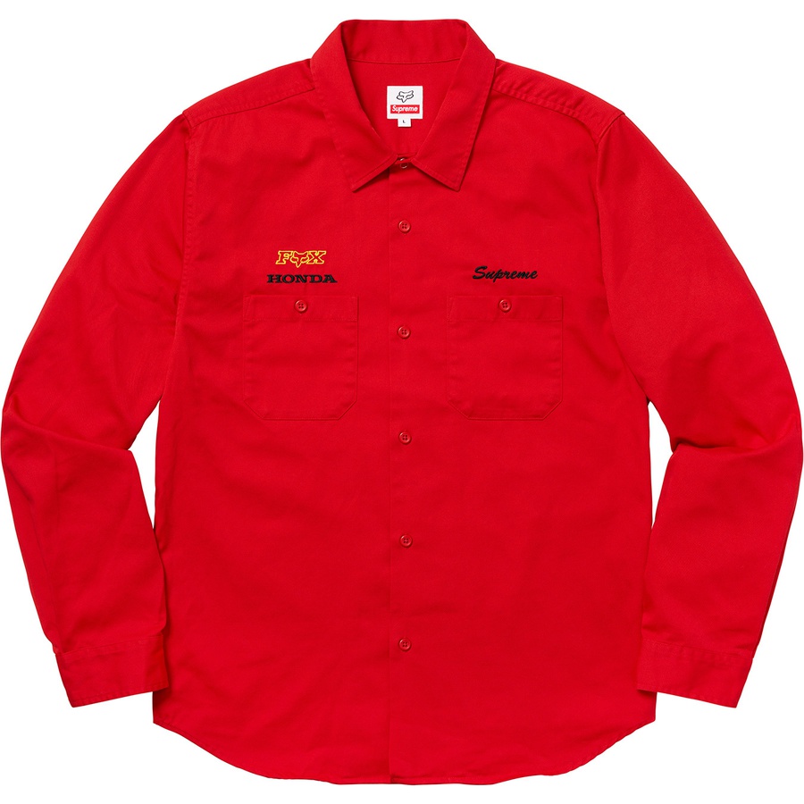 Details on Supreme Honda Fox Racing Work Shirt Red from fall winter
                                                    2019 (Price is $148)