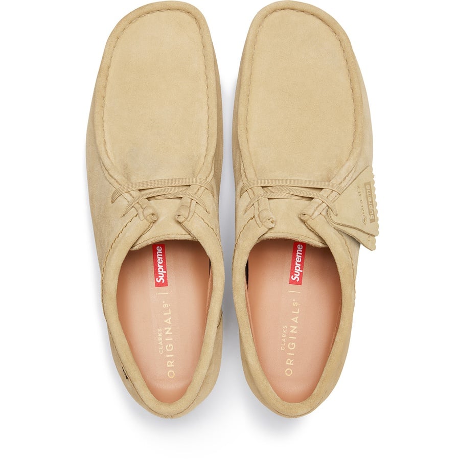 Details on Supreme Clarks Originals GORE-TEX Wallabee Tan from fall winter
                                                    2019 (Price is $198)