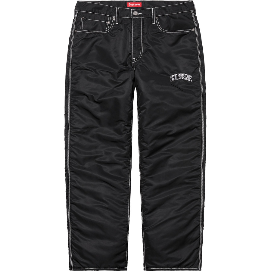 Details on Supreme Levi's Nylon Pant Black from fall winter
                                                    2019 (Price is $168)