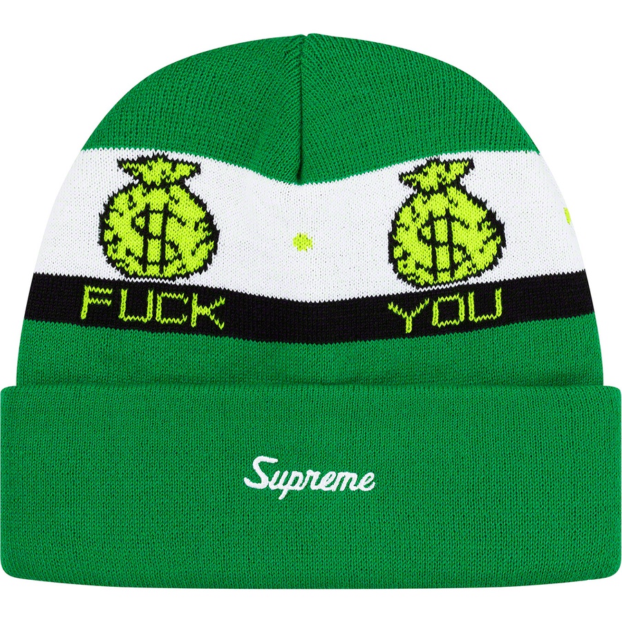 Details on Pay Me Beanie Green from fall winter
                                                    2019 (Price is $34)