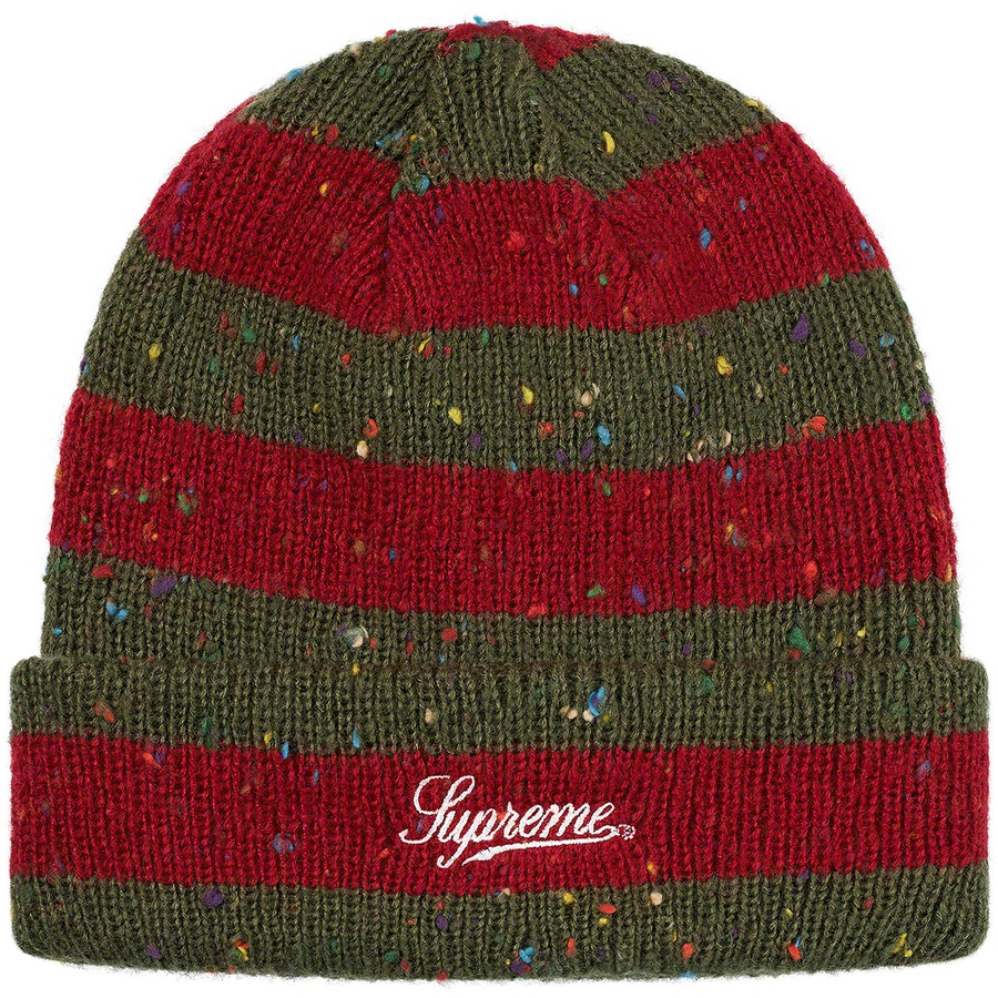 Details on Stripe Speckle Beanie Red from fall winter
                                                    2019 (Price is $36)