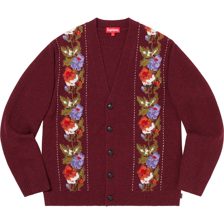 Details on Floral Stripe Cardigan Red from fall winter
                                                    2019 (Price is $188)